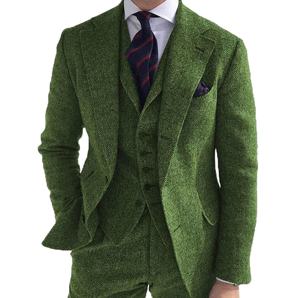 Men's Herringbone Double-Sided Tweed Casual Blazer
