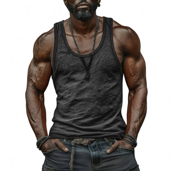 Men's Casual Breathable Skin-friendly Cotton U-neck Slim Fit Tank Top