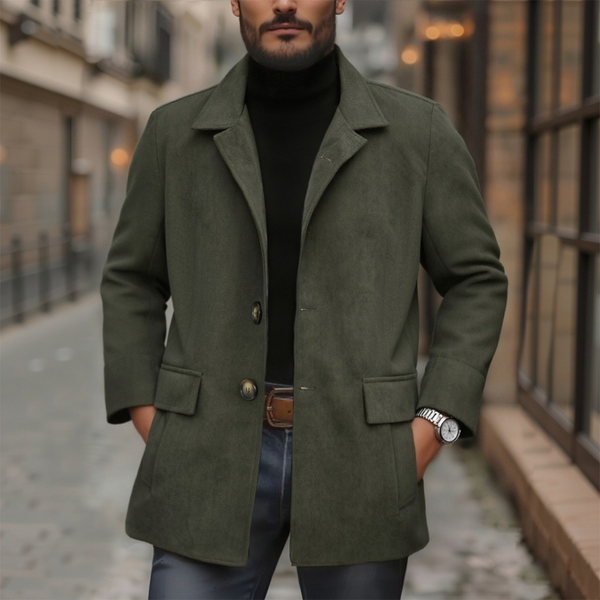 Men's Vintage Corduroy Stand Collar Single Breasted Slim Short Coat