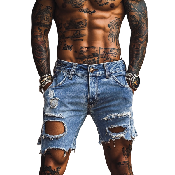 Men's Vintage Distressed Denim Shorts