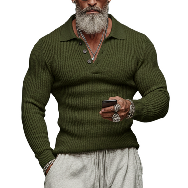 Men's Classic Casual Tough Style Polo Collar Slim Sweater