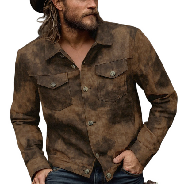 Men's Vintage Distressed PU Leather Lapel Jacket