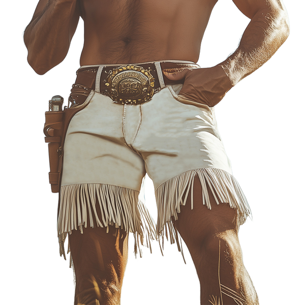 Men's Summer Western Denim Style Fringe Shorts