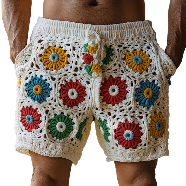 Men's Summer Fashion Knitted Hollow Casual Shorts