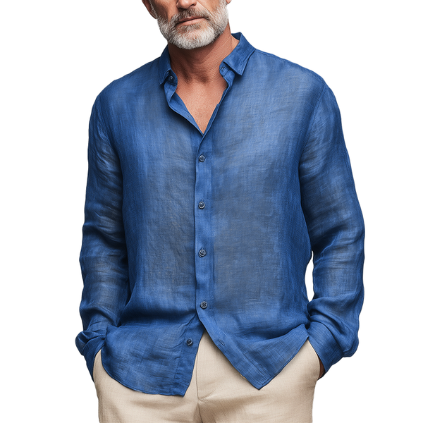 Men's Summer Fashion Slub Linen Long Sleeve Shirt