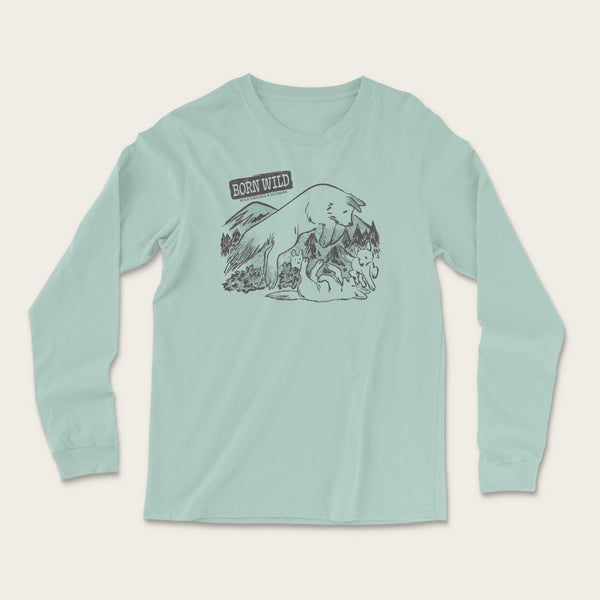 Born Wild Long Sleeve - Heather Dusty Blue