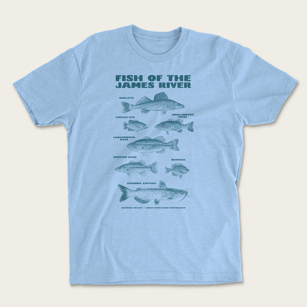 Fish Of The James Tee - Heather Columbia Blue