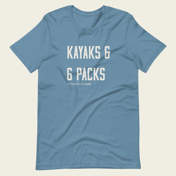Kayaks & 6 Packs Tee - Steel Blue