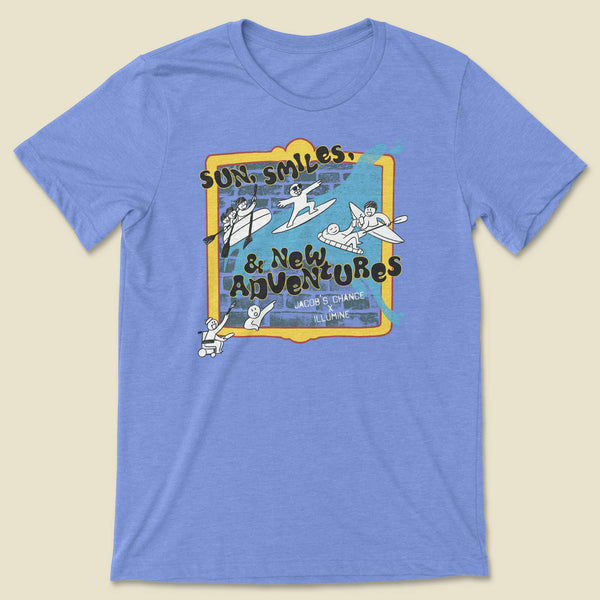 Sun Smiles Adventures Tee - Heather Columbia Blue