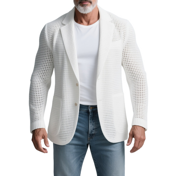 Men's Solid Knit Notch Lapel Two Buttons Casual Blazer