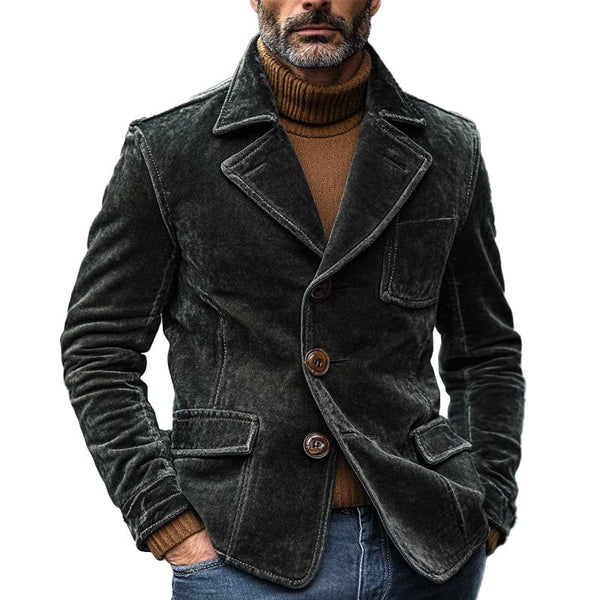 Men's Solid Velvet Single Breasted Blazer