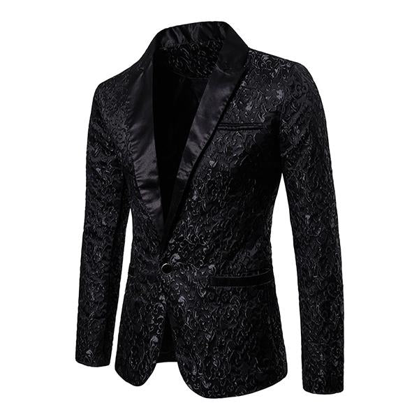 Men's Vintage Jacquard Lapel One Button Blazer