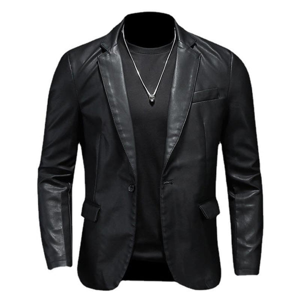 Men's Single Breasted Leather Blazer