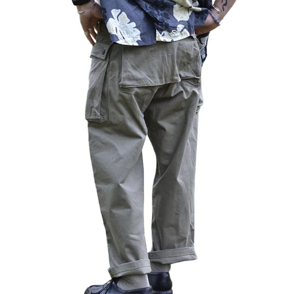 Men's Vintage Multi-pocket Straight-Leg Loose Cotton Cargo Trousers