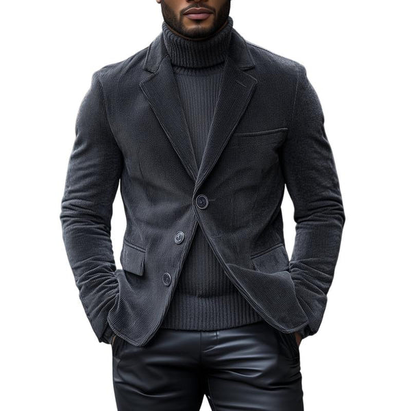 Men's Vintage Corduroy Notch Lapel Single Breasted Slim Fit Blazer