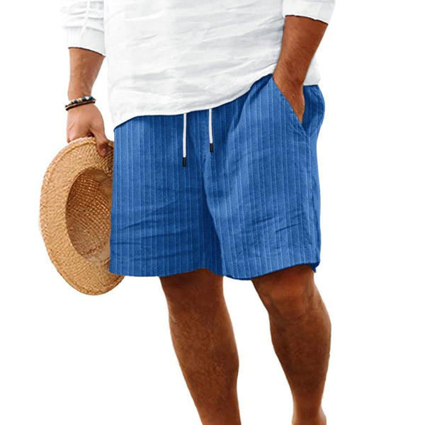 Men's Cotton Blend Striped Beach Drawstring Shorts